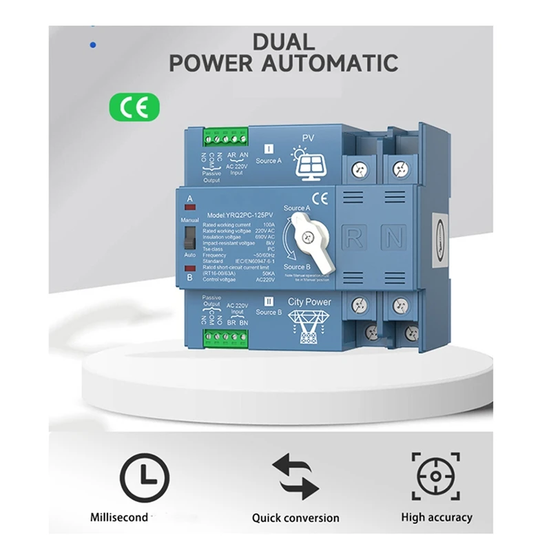 (NEW) ATS Dual Power Automatic Transfer Switch For Generator Or PV Energy To City Power Changeover Switch Solar Inverter