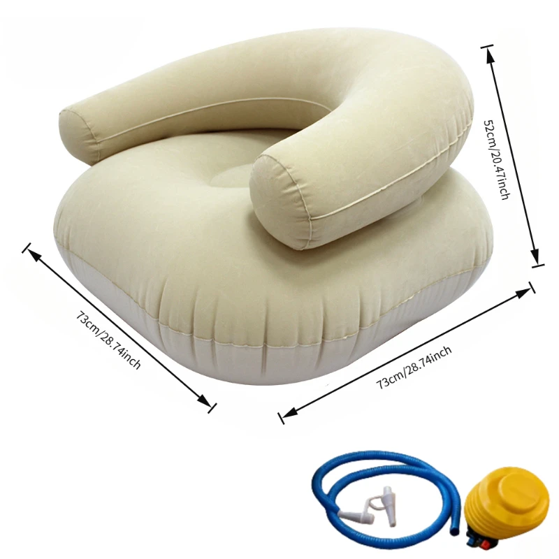 Simple Grey Inflatable Lazy Sofa With Armrest Particle Free Lounge Chair With Air Pump For Indoor Outdoor Home Garden Casual Use