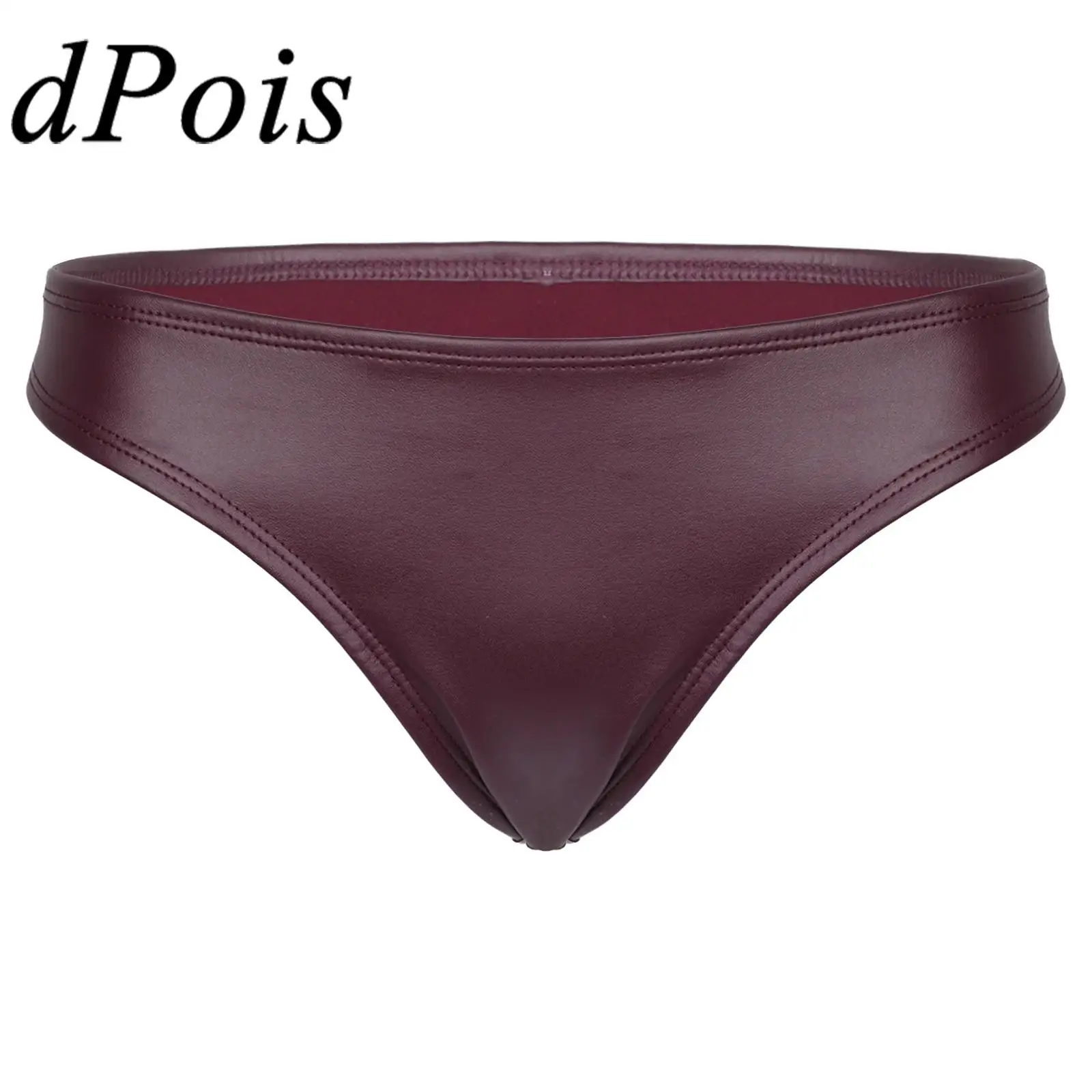 

Womens Ladies Solid Color Briefs Low Rise Panties Sexy Lingerie PU Leather Thongs Underwear Panty Femme Underpants Clubwear