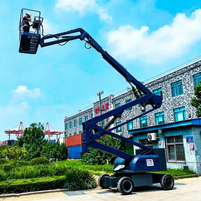 Self Propelled 16m Articulated Boom Lift Diesel Powered Manlift For High Level Security Camera Installation Gear