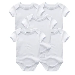 5 Pc Solid Color Newborn Summer Soft 100%cotton Baby Boys Girl Bodysuits Short Sleeve Baby Clothes Sets