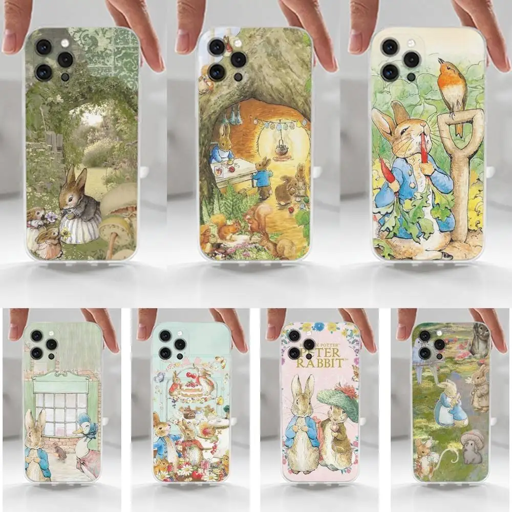 

Novel P-Peter R-Rabbit Phone Case For iPhone 16,15,14,13,12,11 Plus,Pro,Max,XR,XS,X,7,8 Plus,SE,Mini,Transparent,Silicone Case