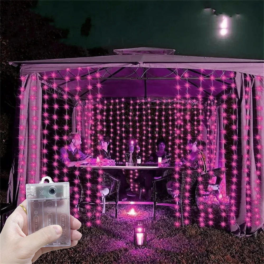 

Valentine's Day LED Curtain String Light Eid Mubarak Wedding Outdoor Decor 2026 Ramadan Decoration for Home Fairy Battery Power