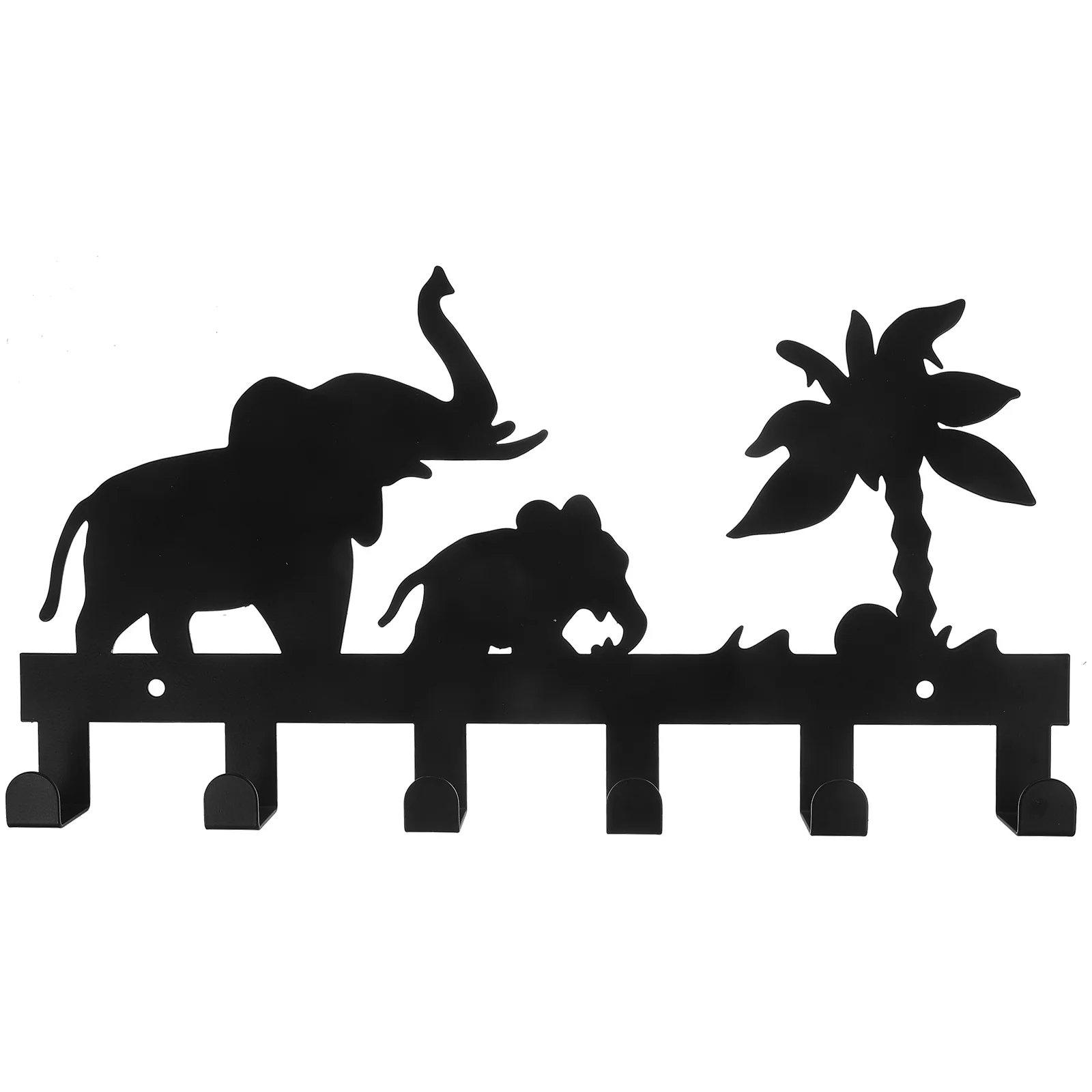 

Iron Elephant Mount Wall Mounted Key Holder Key Holder Black 5 Hooks Clothes Hat Coat Towel Rack Home Decor Save Space Practical