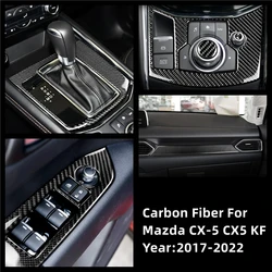 Real Carbon Fiber Car Styling Center Gear Shift Electronic Handbrake Panel Cover Trim For Mazda CX-5 CX5 CX 5 2017 2018 ONLY LHD