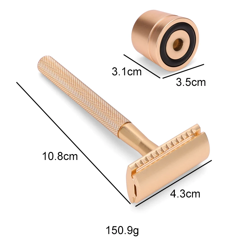 Afeitado cromado tradicional de doble filo para hombre, maquinilla de afeitar de seguridad con 10 cuchillas para afeitadoras manuales de Metal