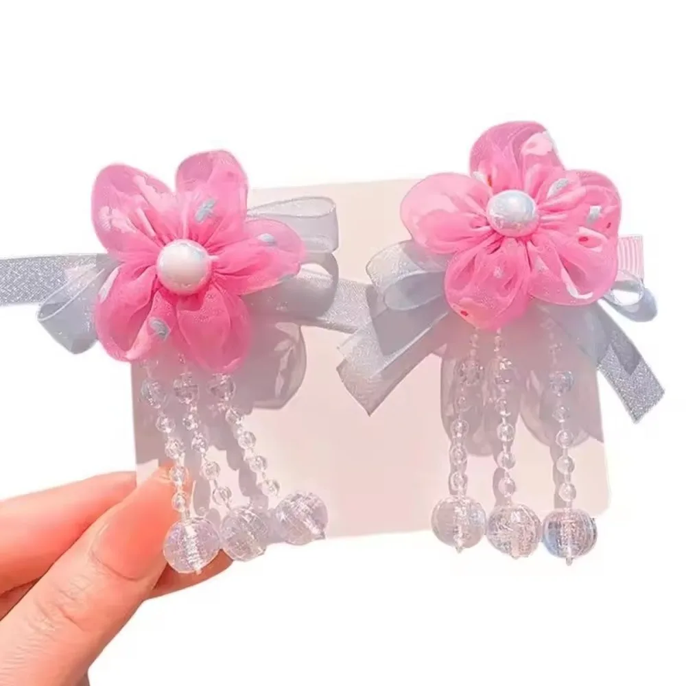 2 Stück Kinder-Hanfu-Kopfschmuck mit Blumenquasten im antiken Stil, Haarspangen, chinesischer Stil, Quasten-Haarspange für kleine Mädchen – Detail 8
