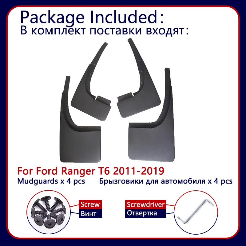 for Ford Ranger T6 2011~2019 Mudflaps Mud Flaps Flap Splash Guards Mudguards Car Wheel Fender Front Rear 2012 2013 2017 2018