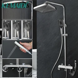 KEMAIDI Bathroom Shower System Wall Mounted Digital Display Shower Faucet Rainfall Shower Head with Bathtub Mixer Bidet Tap