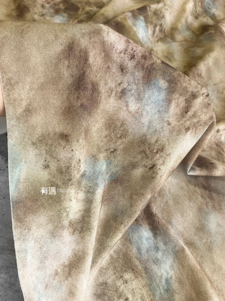 Artificial Cotton Fabric Tie-dyed Soft Ice Cardigan Dress Clothing Designer Cloth By The Meter Diy Sewing Spandex Material