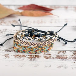 Corda de Macramé artesanal trançada ajustável para mulheres, pulseira tecida, fio, atacado, lote, # KY228