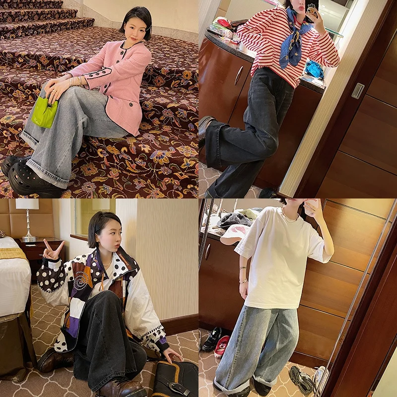 

Джинсы VIMAS Holiday High Frequency: Модные широкие джинсы с высокой талией, прямого кроя, для повседневной носки, весенняя коллекция