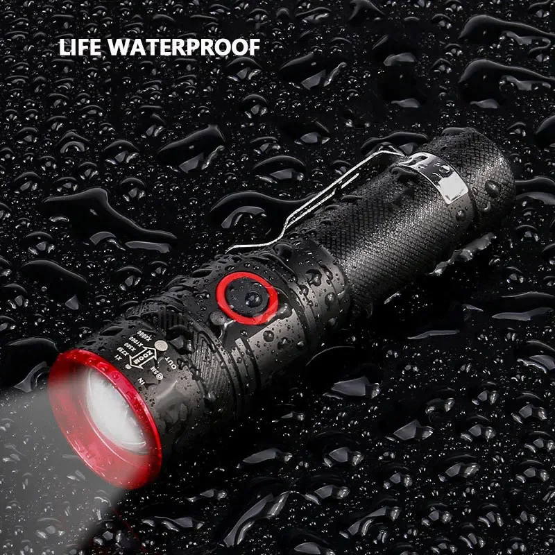 USB Rechargeable XM-L T6 Led Flashlight Torch Zoomable Lantern Waterproof for High Quality Aluminum Camping Light 18650 Battery