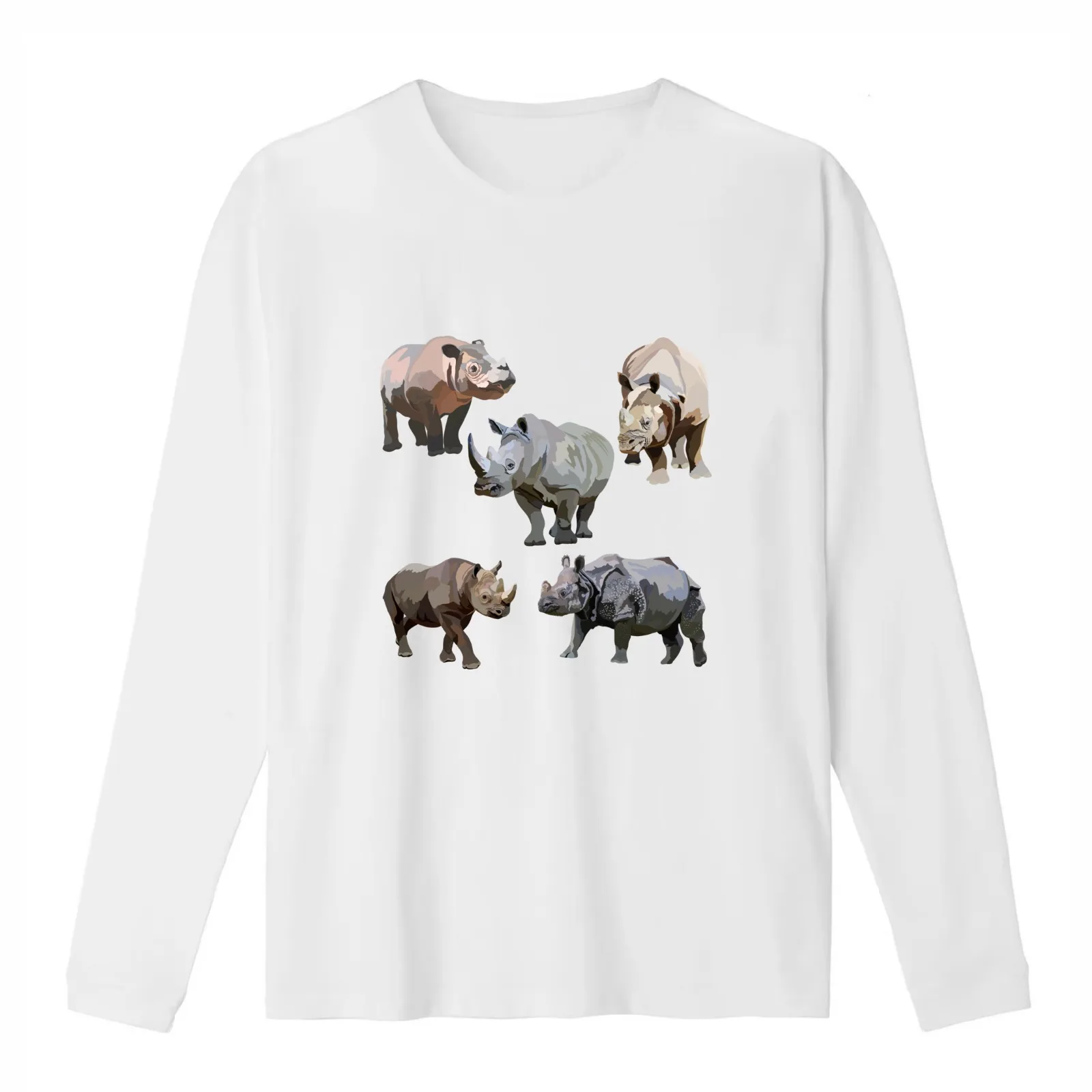Rhino Species T-Shirt Summer Casual Cotton Tee Oversized Streetwear Tops Vintage Graphic Print Loose Fit Short Sleeve