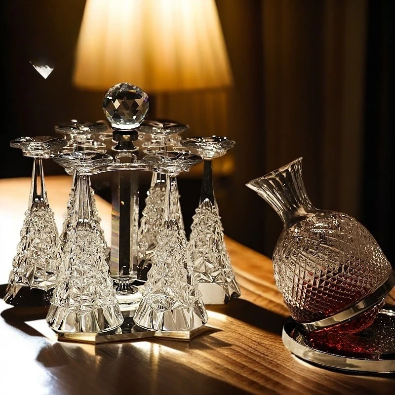 Crystal glass classical tall red and white wine glass wine set decanter cover