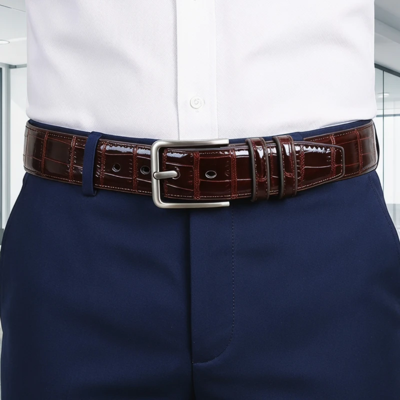 New Business Belt Men Top Quality PU Luxury Leather Waist Strap Black Male Buckle Jeans Belts for Men