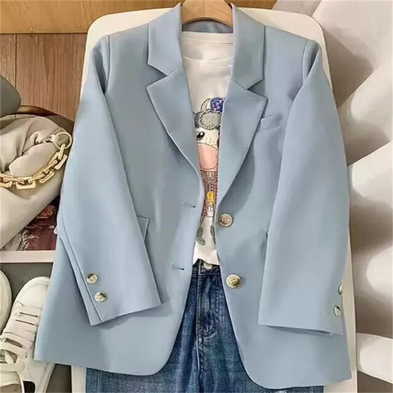 2024 New Spring Autumn Suit Coat Female Fashion Suit Jacket Women‘s Blazer Solid Color Korean Version Casual Coat Outerwear Tops