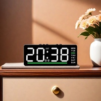 USB Powered Digital Alarm Clock TEMP Date Week Dual Alarm 5 Levels Brightness Snooze Table Clock 12/24H Night Mode LED Clock
