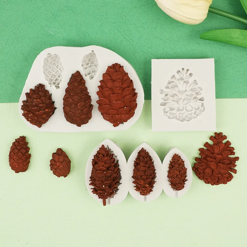 Christmas 3D Pinecone Silicone Mold DIY Dried Paste Forest Pine Cone Mold Fondant Cake Decorating Baking Decoration Tool Gift