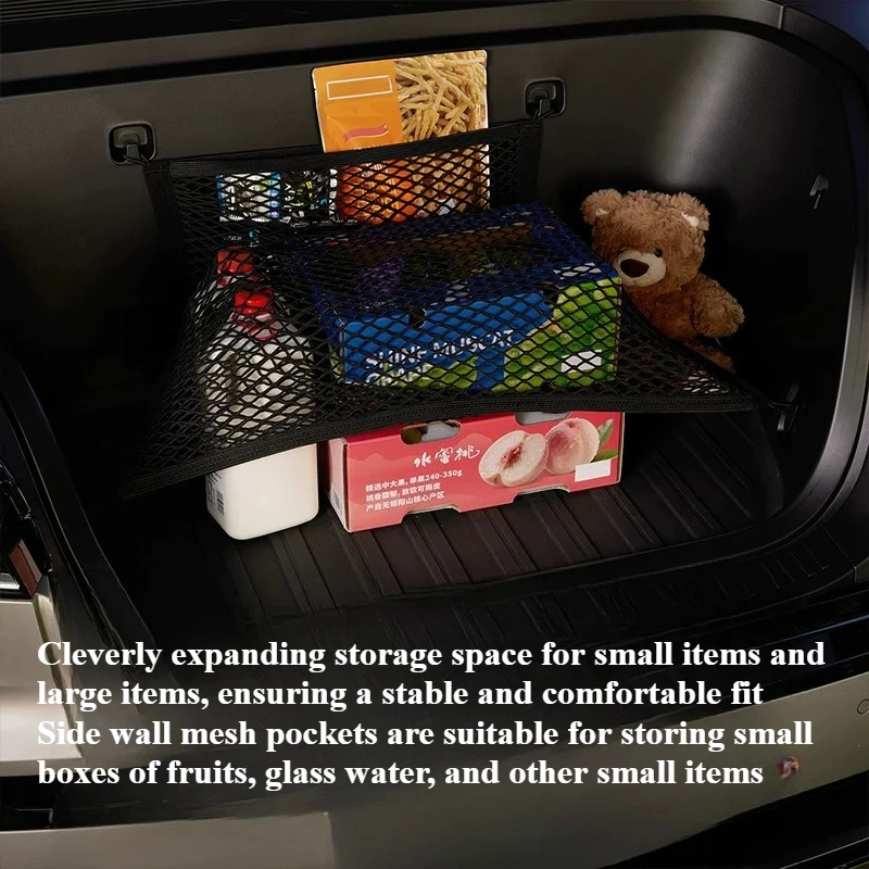 For ONVO L80/Onvo L90 【 Front+Rear Spare Box Versatile Mesh Bag - Double layer Grid 】 Fixed Luggage Storage Durable English
