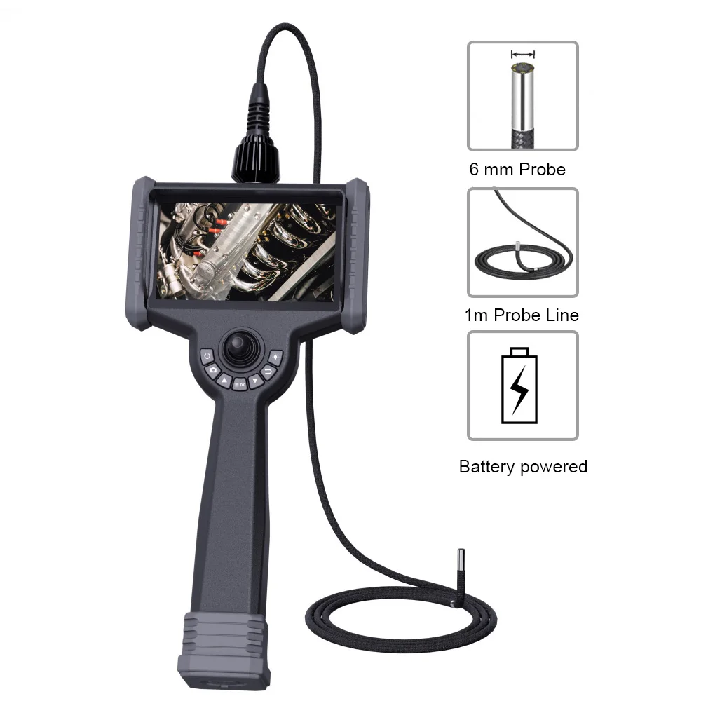 Customized 6mm Video inspection borescope, 6 inch screen 360 articulation optical fiber Videoscope camera, HD WIFI endoscope