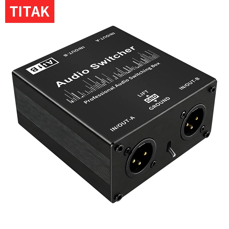 Professional 2 Way Audio Switcher XLR 6.35 3.5mm Balanced Passive Selector Stereo 2 In 1 Out or 1 In 2 Out Box for Home