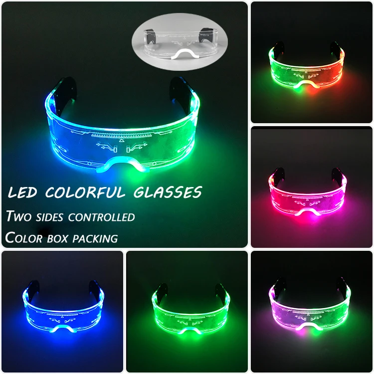 Modische Leuchtende Dekorative Brillen Neon-Licht-Dekoration LED-Sonnenbrille für Nachtclub DJ Tanz Musik Rave Kostüm Nacht