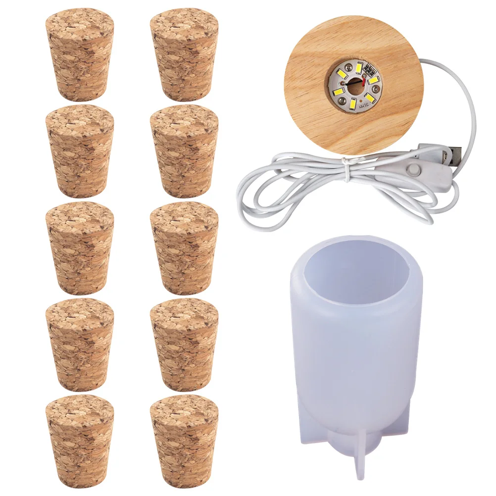 

1Set DIY Bottle Light Mold Night Lamp Sturdy Wood Base Birthday Christmas Party Handmade Desktop Ornament Creative Decoration