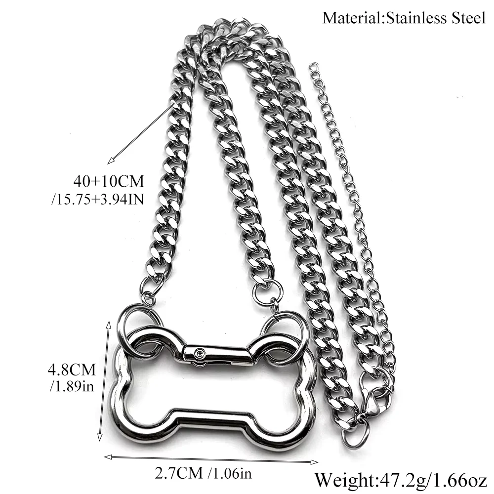 Punk Koreanische Hunde Knochen Anhänger Halskette Für Frauen Egirl Edelstahl Silber Farbe Cooles Zubehör Nette Diy Kette Schmuck Goth