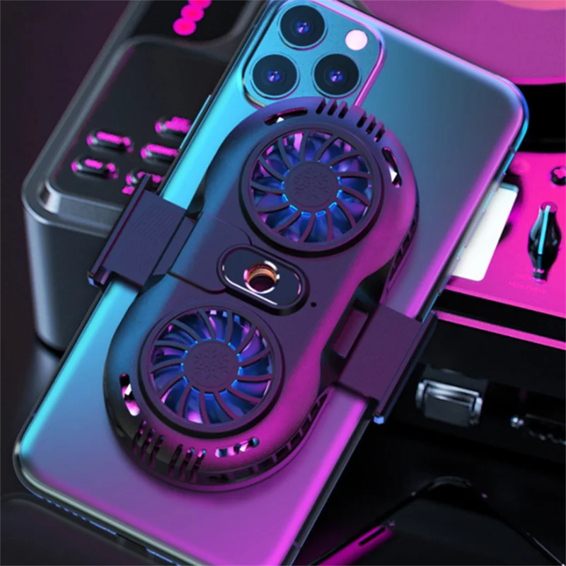 Semiconductor Mobile Phone Cooler Cooling Clip, Double Fan Powerful Game Machine cooler, Mobile Phone Bracket Radiator