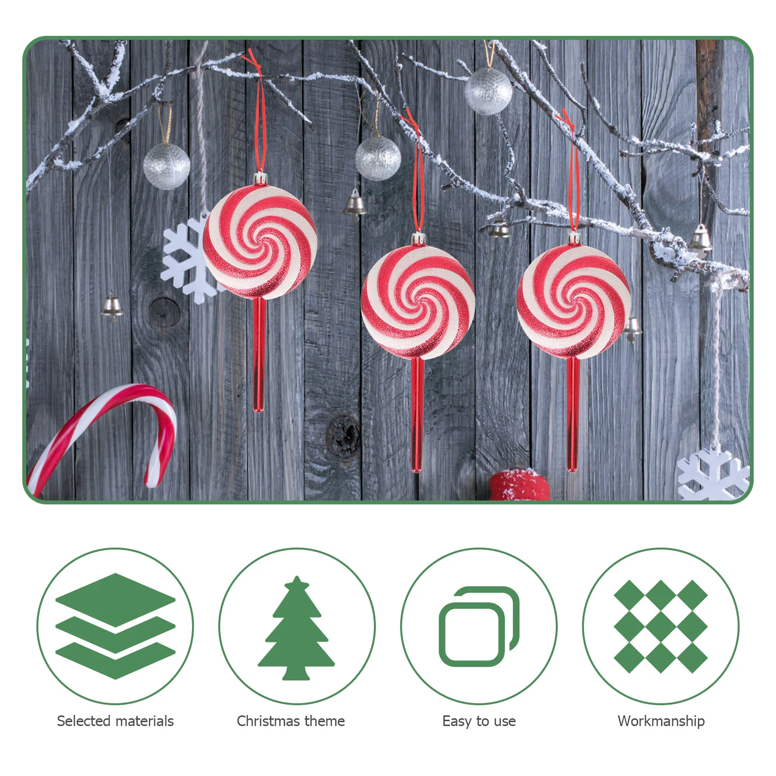 

4Pcs Christmas Candy Hanging Ornaments Hand Painted Xmas Tree Pendant Decorations Party Supplies Holiday Xmas Candy Ornament