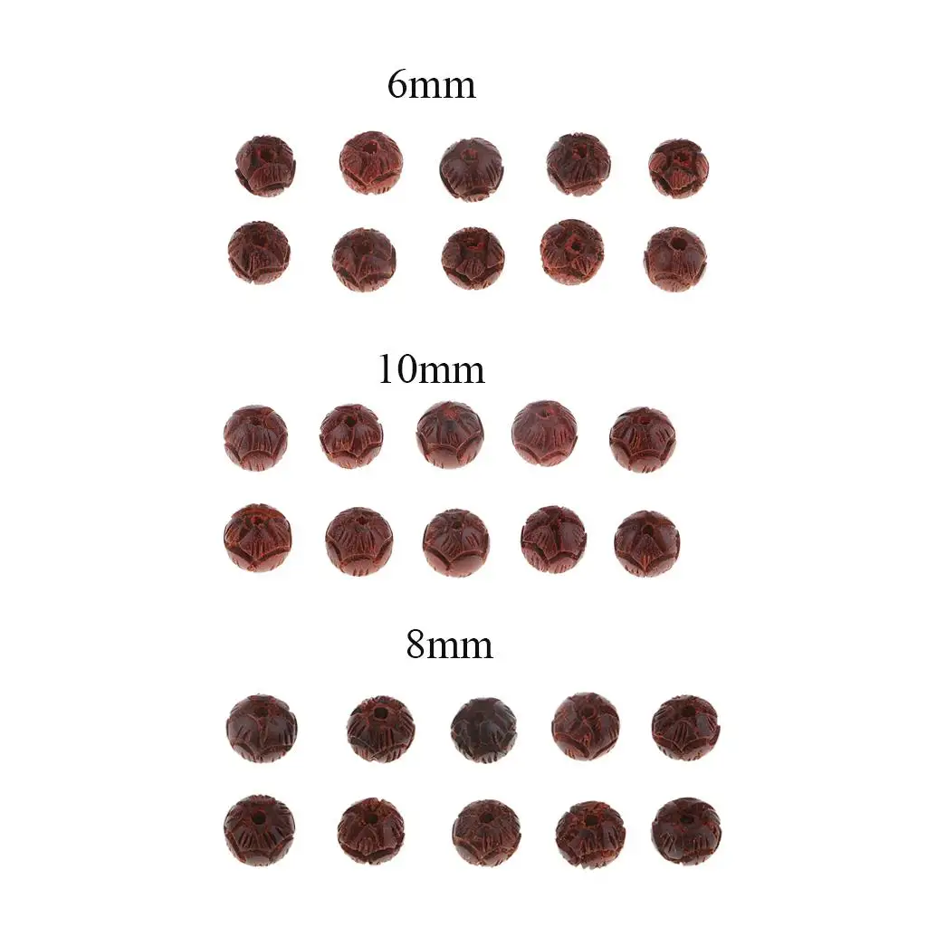 10 قطع اليدوية الخشبية منحوتة لوتس فضفاض الخرز مالا الخرزة سوار المجوهرات