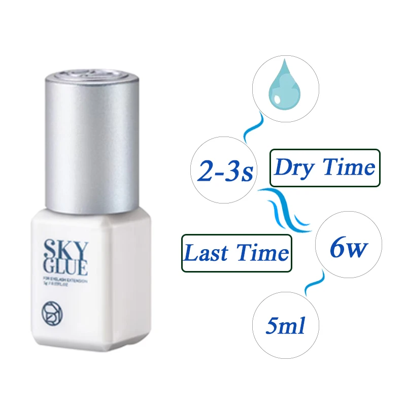 Sky Transparent Glue para extensões de cílios, duradoura, secagem rápida, baixa estimulação, ferramentas de maquiagem, Korea Original, TD, Beauty Shop, 5ml