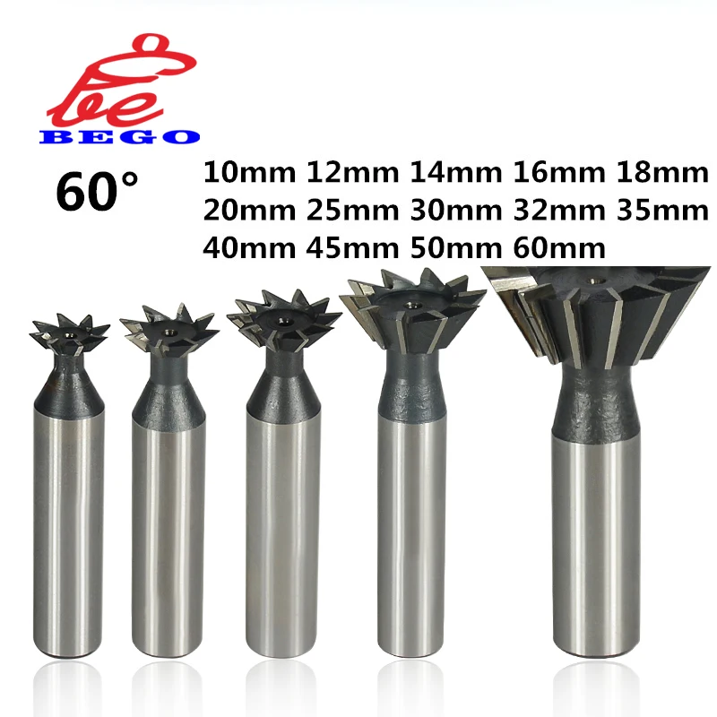 1PCS 60 Degree HSS Dovetail Milling Cutters 60 Degree 10mm 12mm 14mm 16mm 18mm 20mm 25mm 30mm 32mm 35mm 40mm 45mm 50mm 60mm