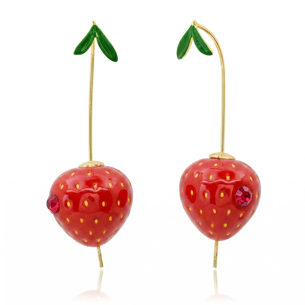 Trendige Realistische Obst-Ohrringe Mehrfarbige Kirsche Pfirsich Zitrone Olive Erdbeere Damen Alltags- und Party-Schmuck – Detail 7