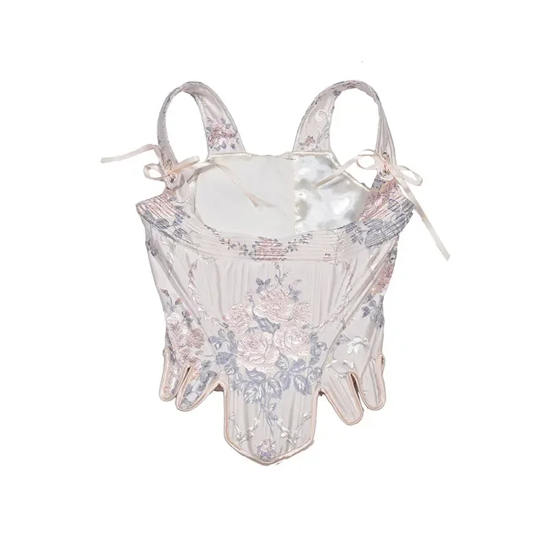 

Retro Short Overbust Corset Cami Top High Quality Vintage Corselet Female Crops Lace Up Boned Shaping Tops Petal Bustier