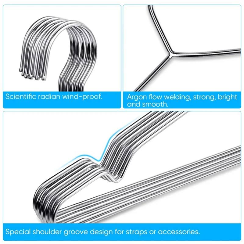 

A34R Wire Coat Hangers 30 Pack Strong Heavy Duty Stainless Steel Metal Ultra Thin Space Saving Clothes Hangers Durable Easy To U