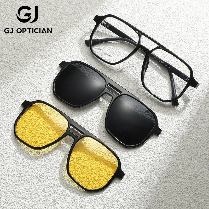 

GJ OPTICIAN двойной луч три назначения магнитные впитывающие очки поляризационные очки для близорукости анти-синий свет очки для чтения по рецепту