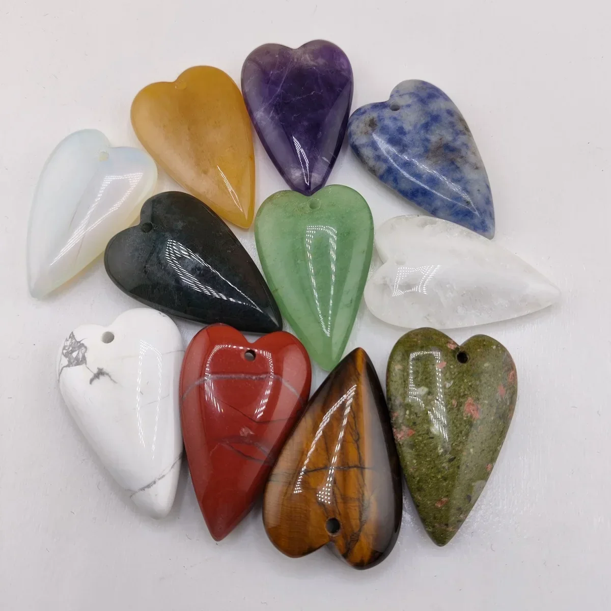 Natural Red Jasper Heart Gemstone Pendant for DIY Making Jewelry Necklace Healing Chakra Crystal Teardrop Decor 25x40mm - view 6