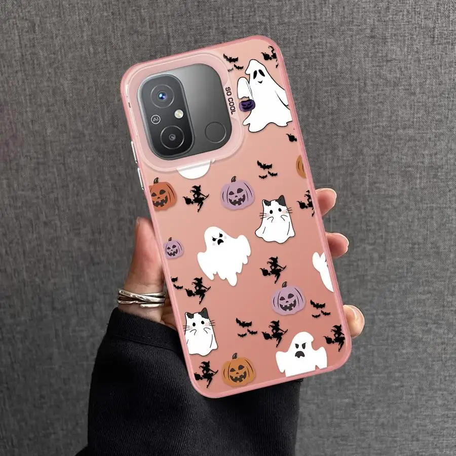 Capa de telefone para xiaomi poco c50 x3 nfc c51 c61 x3 pro casca macia abóbora morcego feliz fantasma padrão