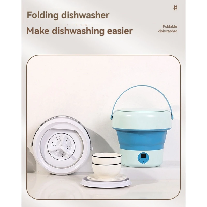 Folding dishwasher EU PLUG,Folding Dishwasher Household Small Mini Turbo Dishwasher Fruit and Vegetable Cleaner