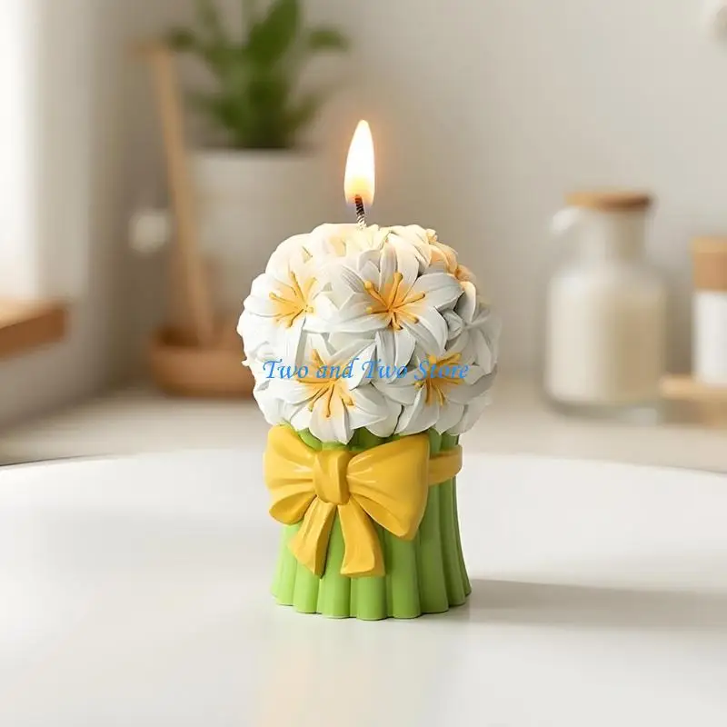 

HX6F Reusable Silicone Mould With Tulips Bouquet Pattern for Family Craft