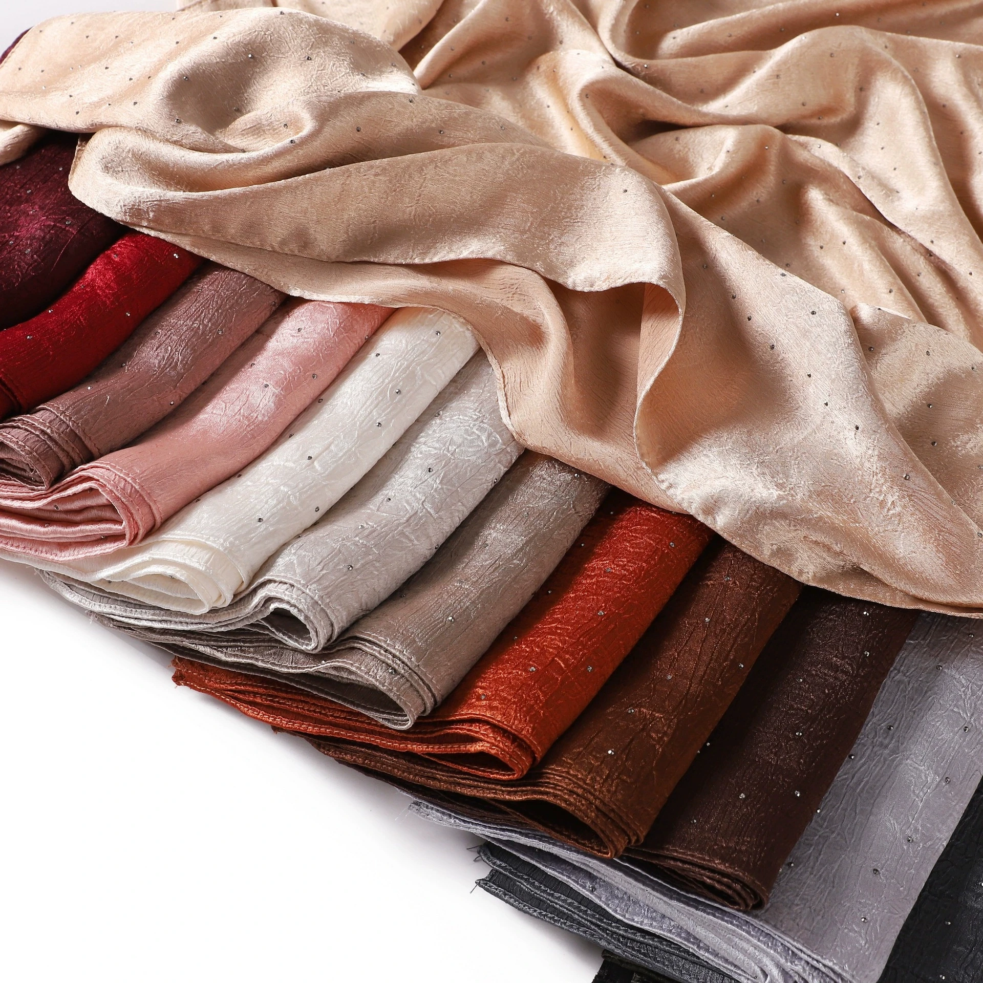 Ethnic Style Arab Minimalist Satin Middle Eastern Headscarf Long Scarf Faux Silk Malaysian Turban Wrap Scarf for Women