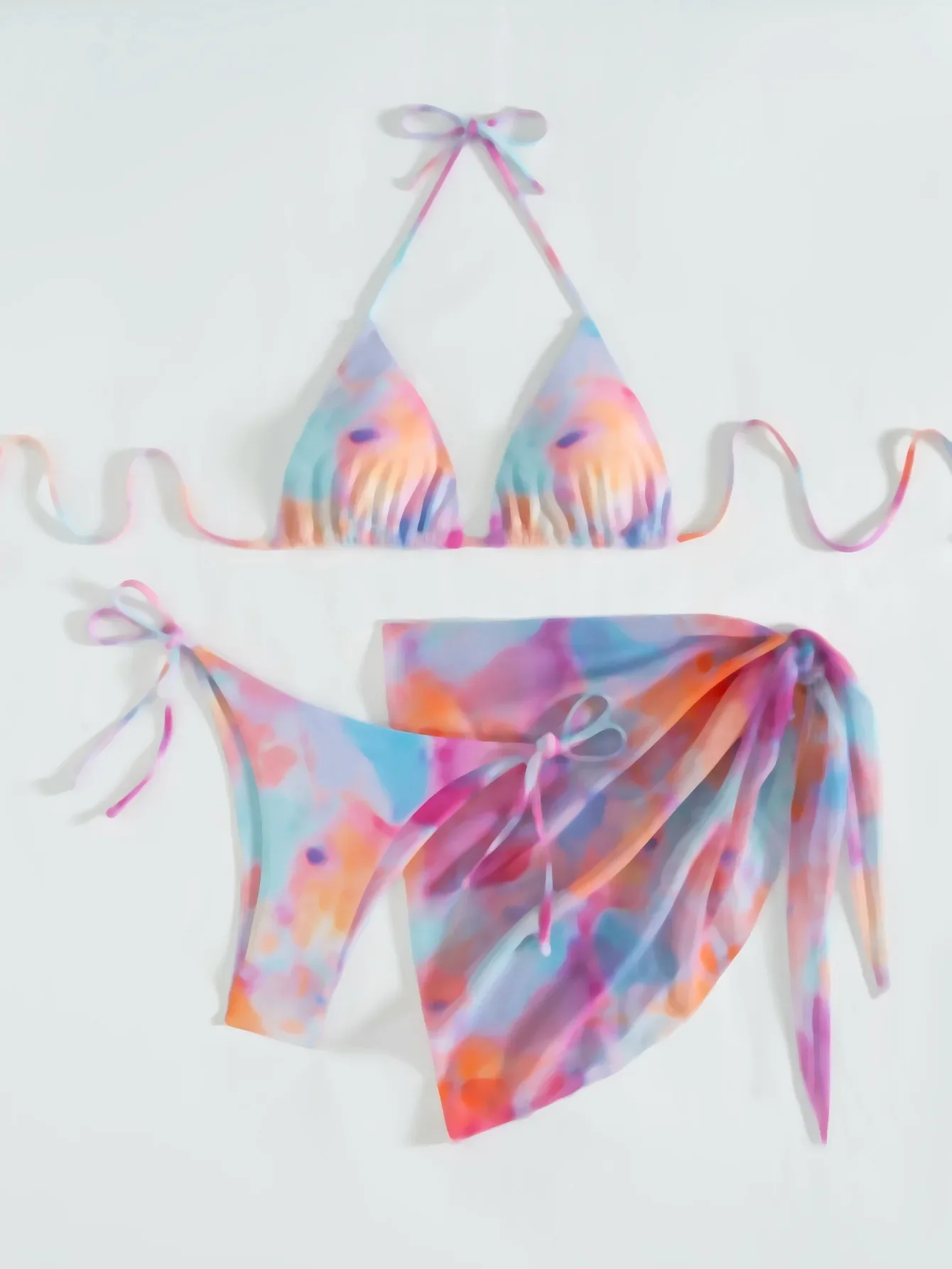 Costume da bagno bikini con lacci e gonna da spiaggia 3 pezzi Costume da bagno sexy da donna Costume da bagno da bagno Costume da bagno estivo femminile