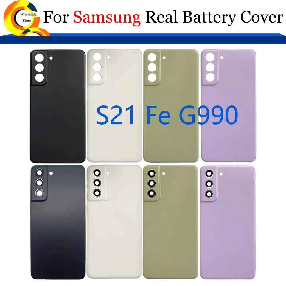 

10Pcs/Lot S21FE Battery Back Cover For Samsung Galaxy S21 FE 5g G990 Housing Real Door Case With Lens Replacement