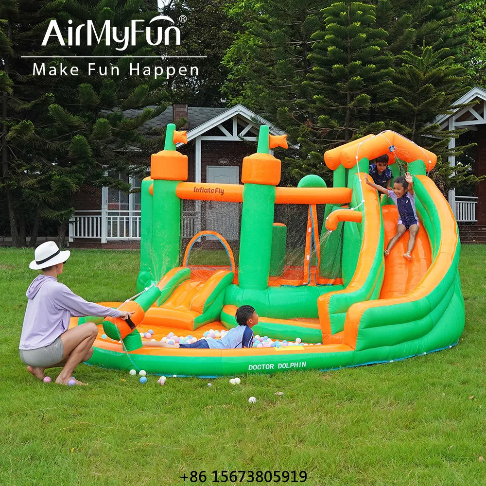 In Stock RockingAir OEM/ODM Oxford Cloth Inflatable Bounce House With Double Slide and Ball Pit for Kids Indoor Outdoor