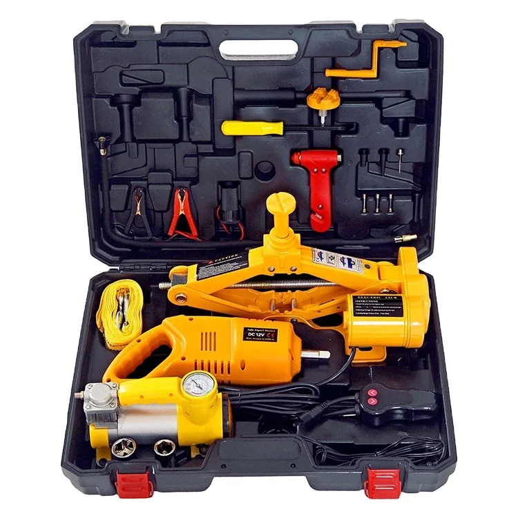 2024 Hot Sell 12v Change Tires Off Road Rescue Inflator Case 3 In1 Kit Portable Jack Electric Scissor Jack With CE