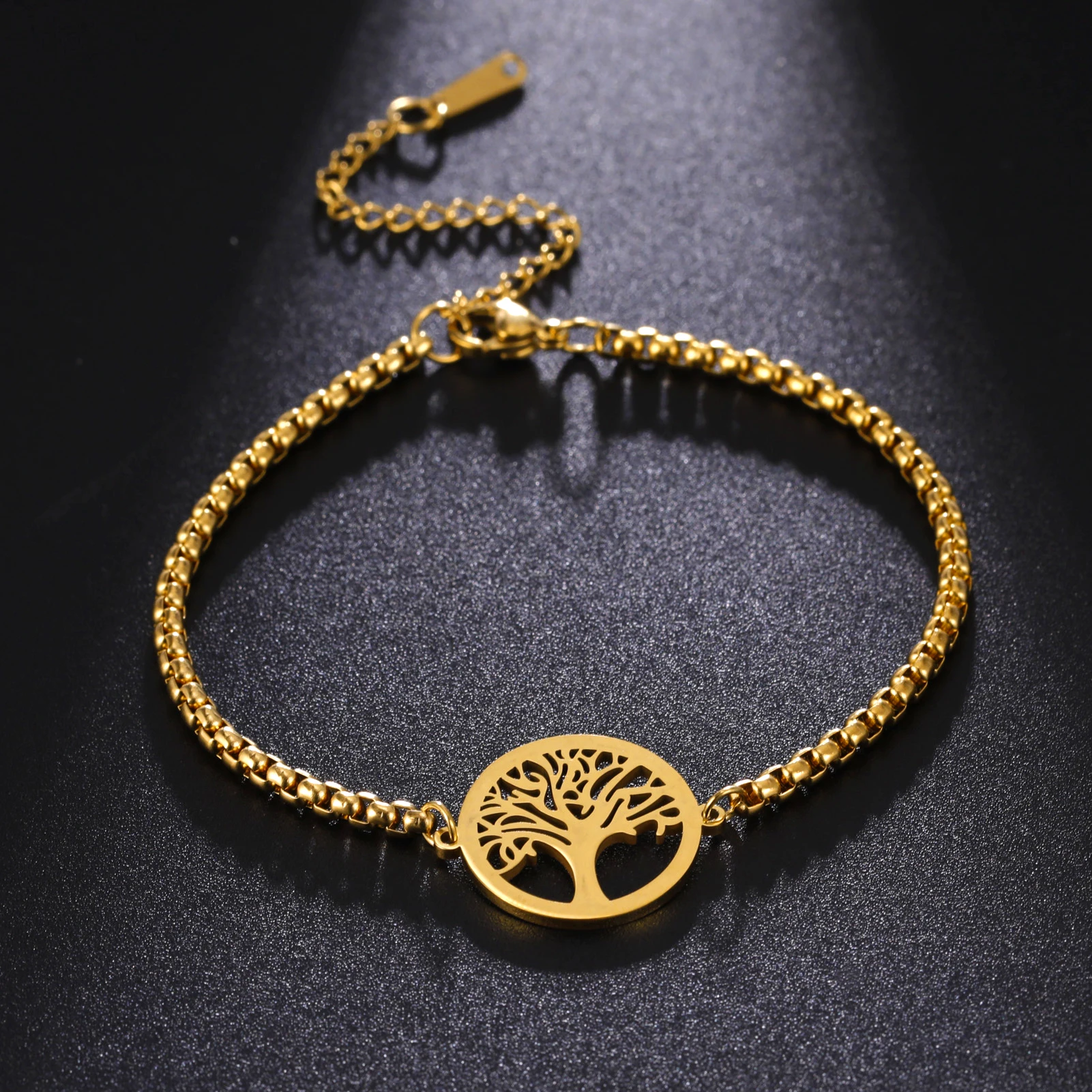 Bransoletka dla mężczyzn Kobiety Bransoletki ze stali nierdzewnej Hollow Life Tree Pendant Klasyczna moda Biżuteria Prezenty ślubne — zdjęcie 5