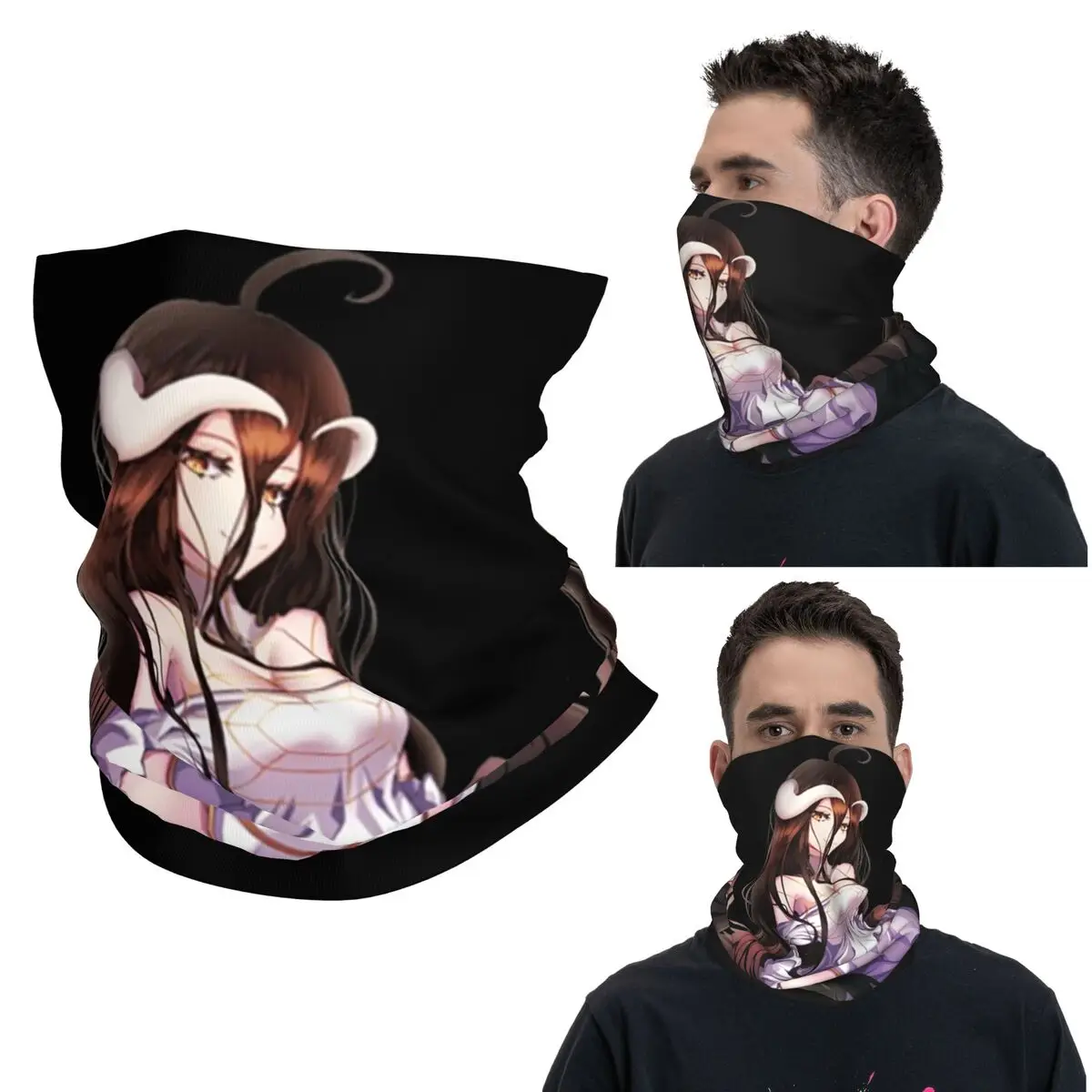 Pañuelo para el cuello con estampado de Anime Adventure Albedo Overlord Genshin Impact, pañuelo para la cara, diadema cálida para correr, unisex, para adultos