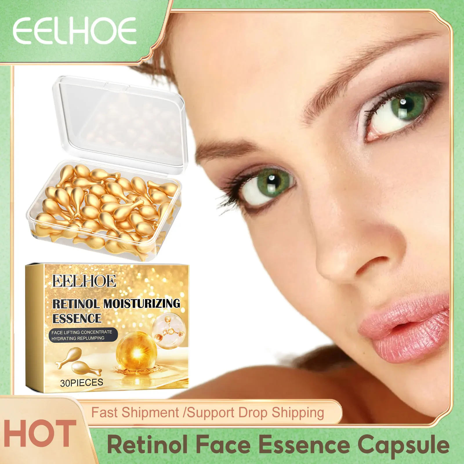 Eelhoe Retinol Face Essence Capsule Moisturizing Dry Reducing Fine Lines Improve Firming For Glowing Skin Facial Essential Oils